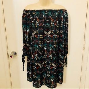 NWT Coveted black floral mini dress M